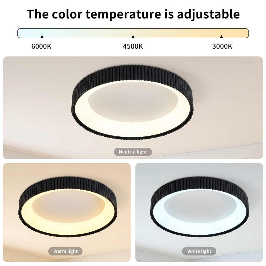 Brilagi - Dimbare LED-plafondlamp FALCON MODERN LED/54W/230V 3000-6500K Ø 60 cm zwart + afstandsbediening
