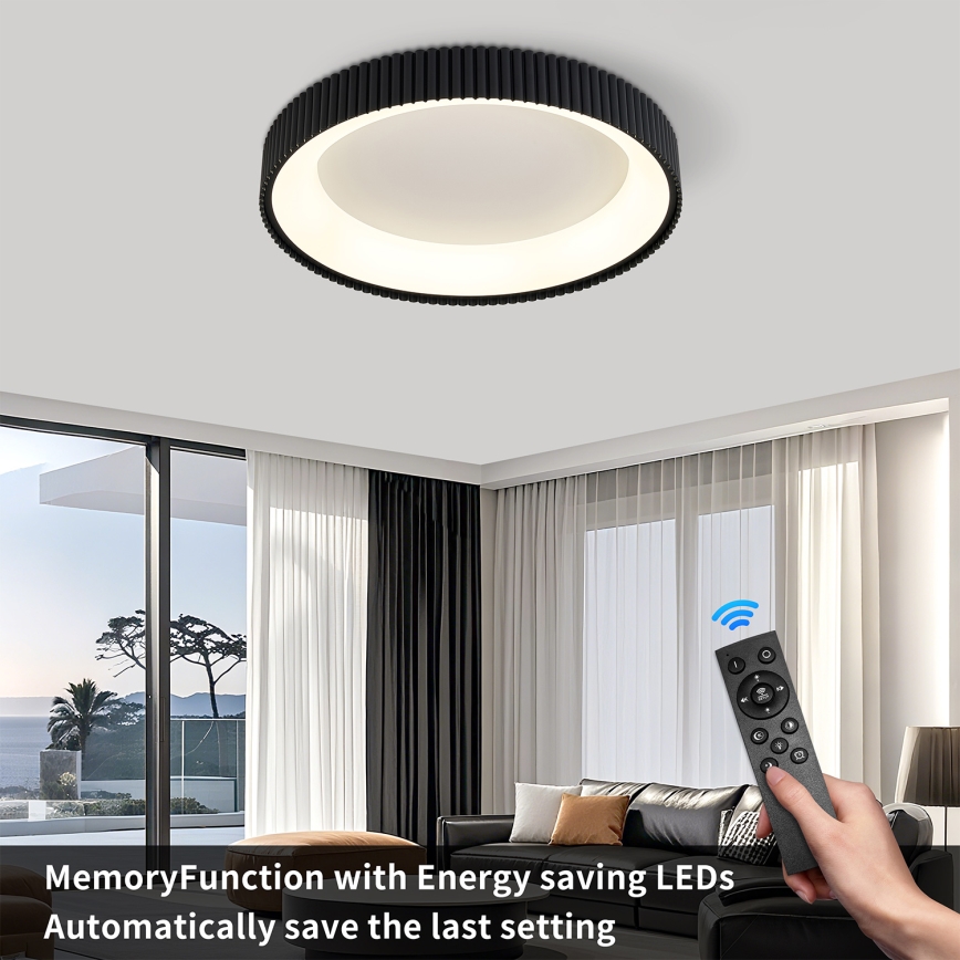 Brilagi - Dimbare LED-plafondlamp FALCON MODERN LED/54W/230V 3000-6500K Ø 60 cm zwart + afstandsbediening