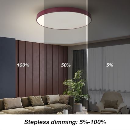 Brilagi - dimbare LED-plafondlamp POOL LED/60W/230V 3000-6000K Ø 60 cm bordeaux + met afstandsbediening