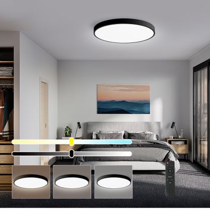 Brilagi - LED dimbare plafondlamp POOL SMART LED/60W/230V 50 cm 3000-6000K Wi-Fi Tuya + afstandsbediening zwart