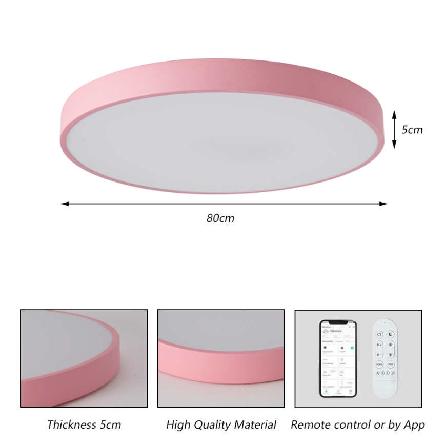 Brilagi - Dimbare LED-armatuur POOL SMART LED/100W/230V Ø 80 cm 3000-6000K Wi-Fi Tuya + afstandsbediening roze