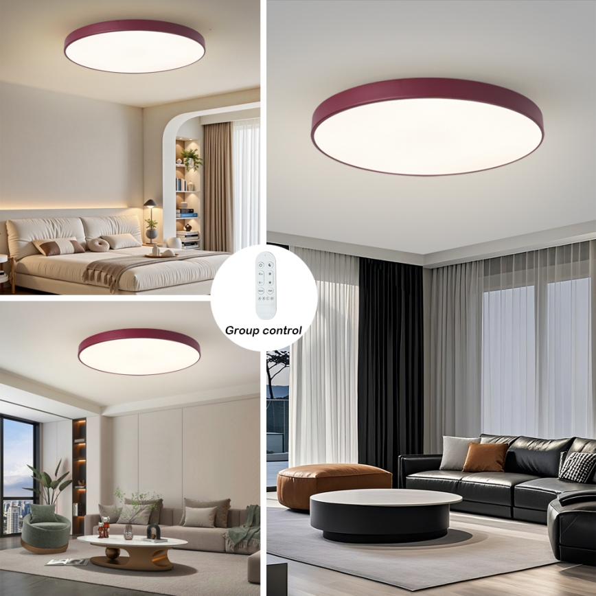 Brilagi - Dimbaar LED-armatuur POOL SMART LED/128W/230V Ø 100 cm Wi‑Fi Tuya + afstandsbediening, bordeaux