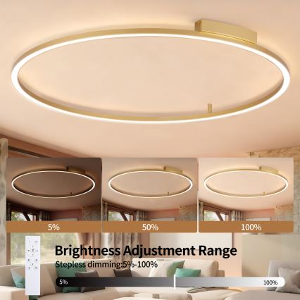 Brilagi - Dimbare LED-plafondlamp PORTOFINO LED/85W/230V 3000-6000K Ø 120 cm goud + afstandsbediening