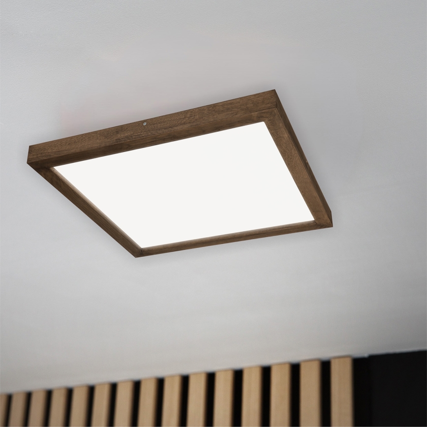 BRILAGI - LED-dimbare badkamerplafondlamp WOODY FRAME LED/50W/230V eiken/walnoot 60x60 cm 3000-6000K IP44 + afstandsbediening
