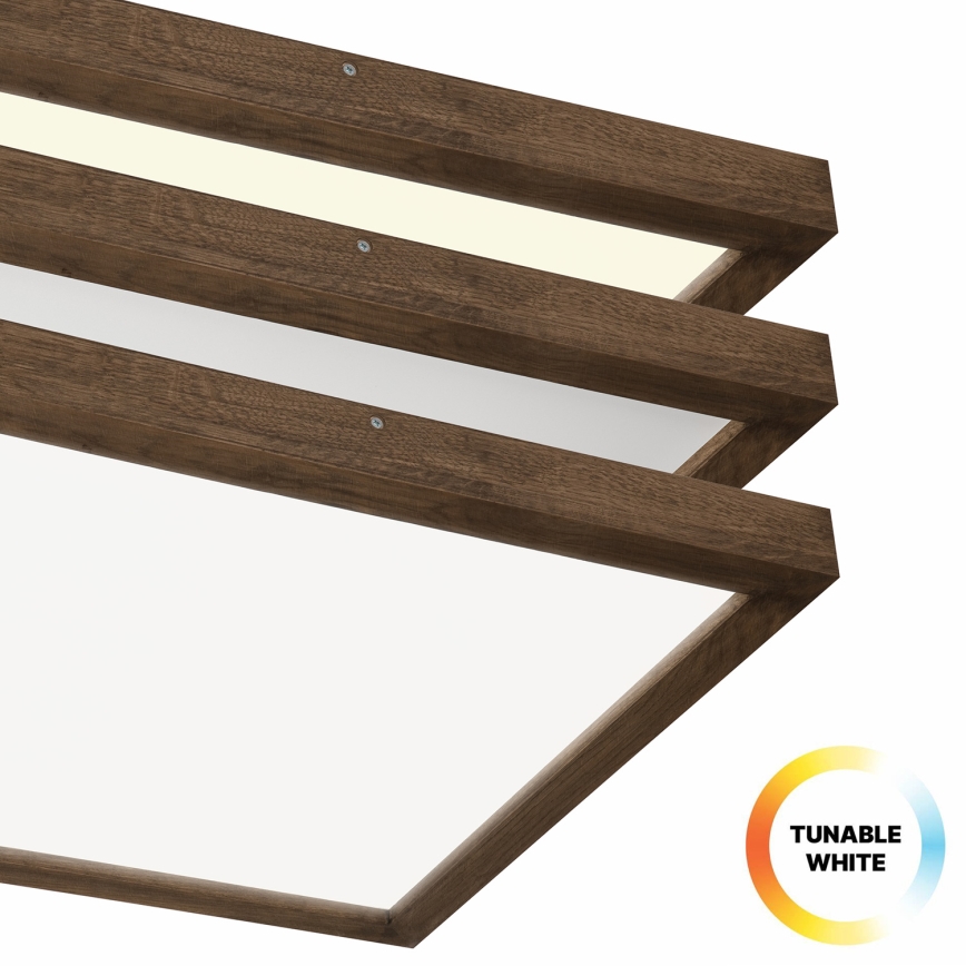 BRILAGI - LED-dimbare badkamerplafondlamp WOODY FRAME LED/50W/230V eiken/walnoot 60x60 cm 3000-6000K IP44 + afstandsbediening