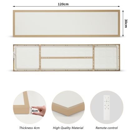 Brilagi - Dimbare LED-plafondlamp voor badkamer FRAME SMART LED/50W/230V 120x30 cm 3000-6000K IP44 beige + afstandsbediening