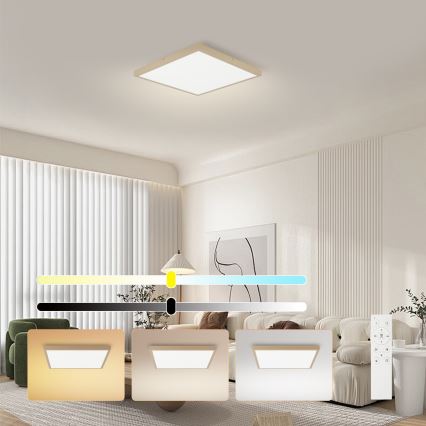 Brilagi - LED-dimbare badkamerplafondlamp FRAME SMART LED/50W/230V 60x60 cm 3000-6000K IP44 beige + afstandsbediening