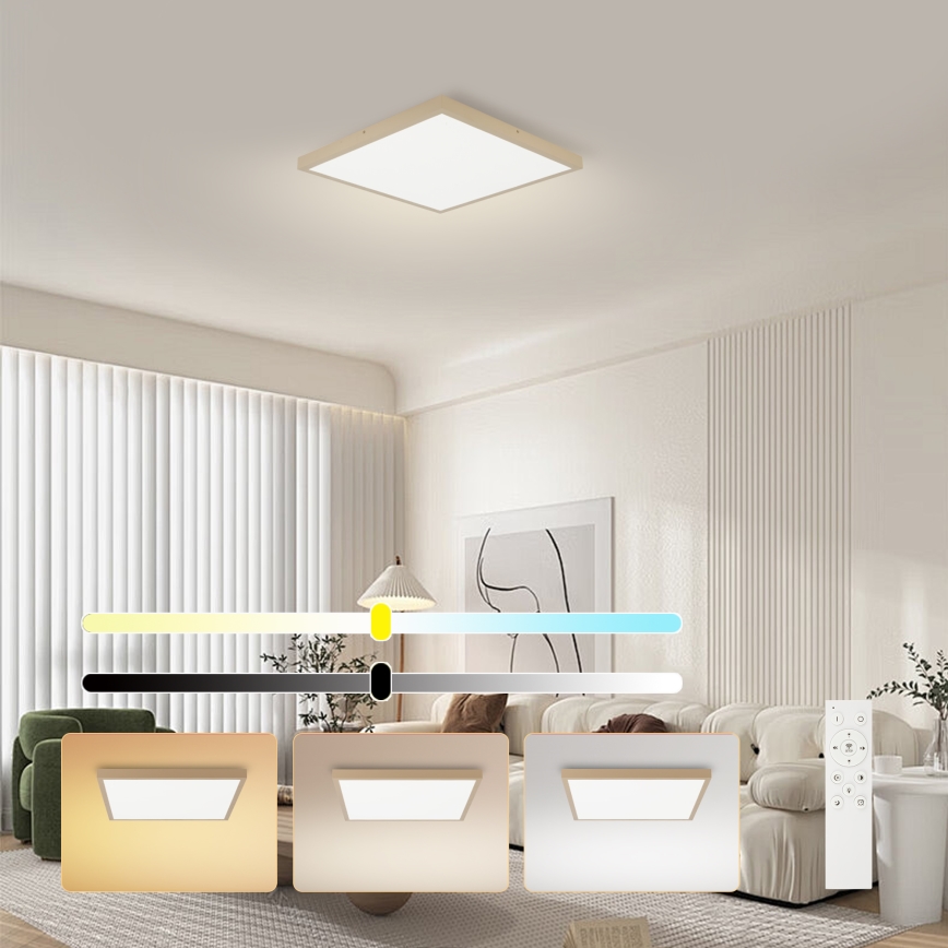 Brilagi - LED-dimbare badkamerplafondlamp FRAME SMART LED/50W/230V 60x60 cm 3000-6000K IP44 beige + afstandsbediening