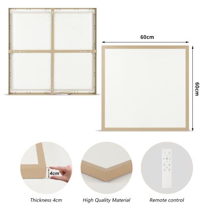 Brilagi - LED-dimbare badkamerplafondlamp FRAME SMART LED/50W/230V 60x60 cm 3000-6000K IP44 beige + afstandsbediening