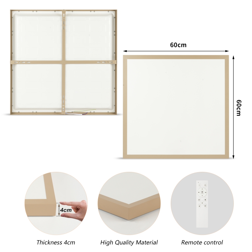 Brilagi - LED-dimbare badkamerplafondlamp FRAME SMART LED/50W/230V 60x60 cm 3000-6000K IP44 beige + afstandsbediening