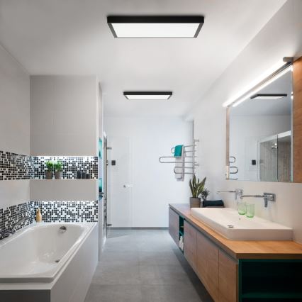 Brilagi - Dimbare LED-plafondlamp voor badkamer FRAME SMART LED/50W/230V 60x60 cm 3000-6000K IP44 zwart + afstandsbediening