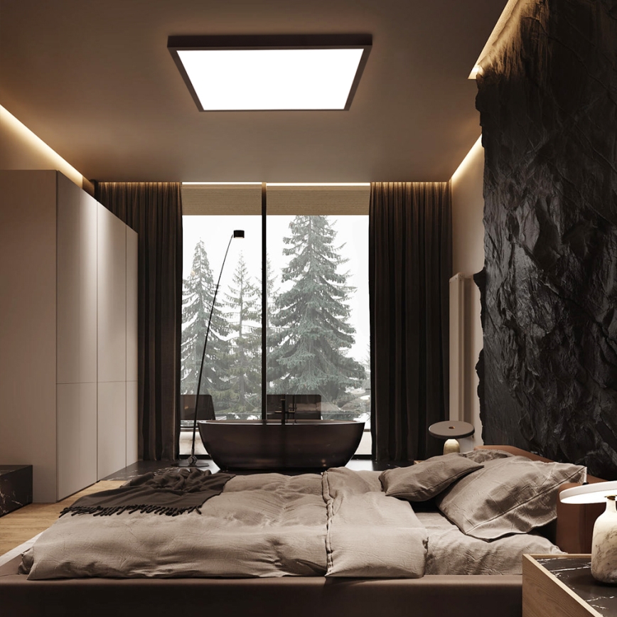 Brilagi - Dimbare LED-plafondlamp voor badkamer FRAME SMART LED/50W/230V 60x60 cm 3000-6000K IP44 zwart + afstandsbediening