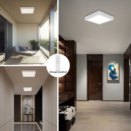 Brilagi - Dimbare badkamer plafondlamp FRAME SMART LED/24W/230V 30x30 cm 3000-6000K IP44 wit + afstandsbediening
