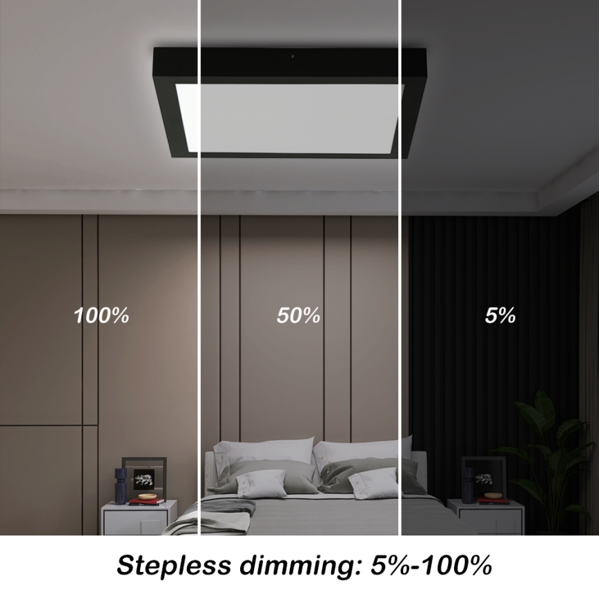 Brilagi - LED Dimbare plafondlamp FRAME SMART LED/24W/230V 30x30 cm 3000-6000K IP44 zwart + afstandsbediening