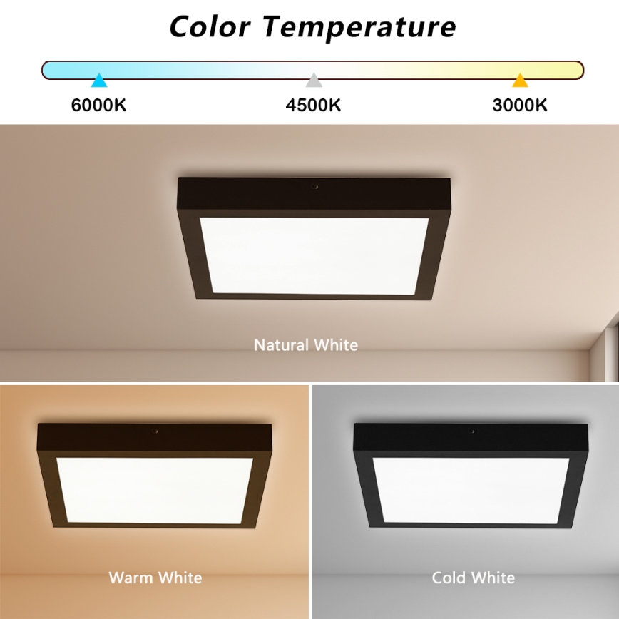 Brilagi - LED Dimbare plafondlamp FRAME SMART LED/24W/230V 30x30 cm 3000-6000K IP44 zwart + afstandsbediening