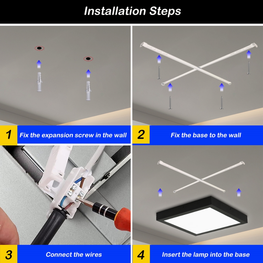 Brilagi - LED Dimbare plafondlamp FRAME SMART LED/24W/230V 30x30 cm 3000-6000K IP44 zwart + afstandsbediening