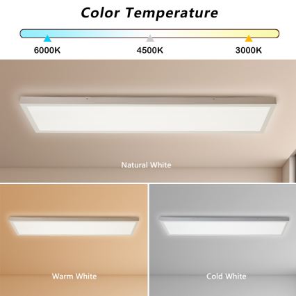 Brilagi - LED Dimbare plafondlamp FRAME SMART LED/50W/230V 30x120 cm 3000-6000K IP44 wit + afstandsbediening
