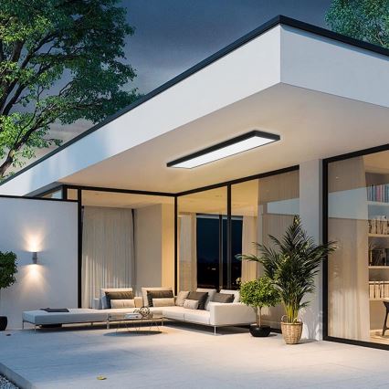 Brilagi - Dimbare LED-plafondlamp FRAME SMART voor de badkamer LED/50W/230V 120x30 cm 3000-6000K IP44 zwart + inclusief afstandsbediening