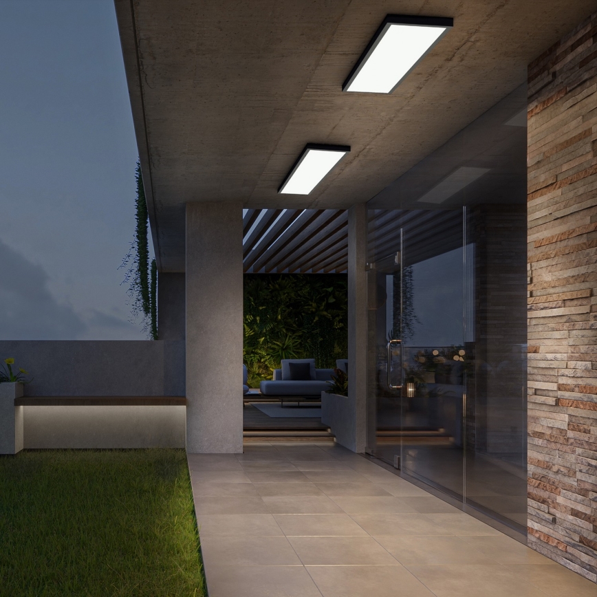 Brilagi - Dimbare LED-plafondlamp FRAME SMART voor de badkamer LED/50W/230V 120x30 cm 3000-6000K IP44 zwart + inclusief afstandsbediening