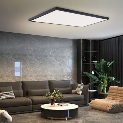 Brilagi - Dimbare LED-badkamerplafondlamp FRAME SMART LED/96W/230V 120x60 cm 3000-6000K IP44 zwart + afstandsbediening