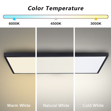 Brilagi - Dimbare LED-badkamerplafondlamp FRAME SMART LED/96W/230V 120x60 cm 3000-6000K IP44 zwart + afstandsbediening