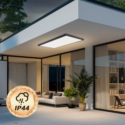 Brilagi - Dimbare LED-badkamerplafondlamp FRAME SMART LED/96W/230V 120x60 cm 3000-6000K IP44 zwart + afstandsbediening