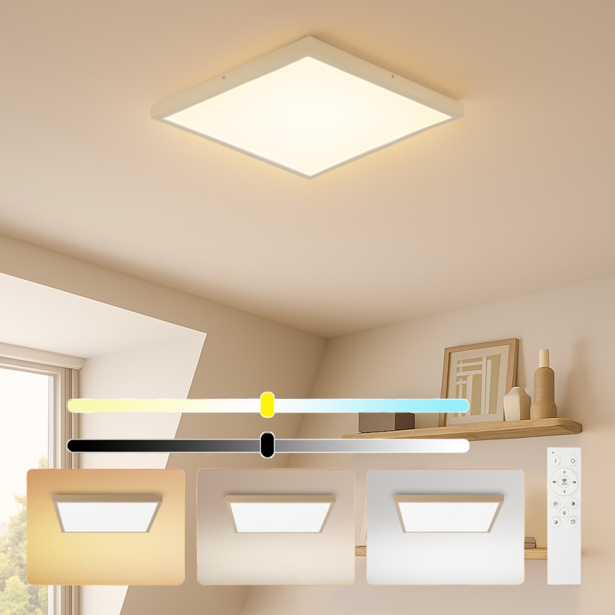 Brilagi - LED-dimbare badkamerplafondlamp FRAME SMART LED/50W/230V 60x60 cm 3000-6000K IP44 beige + afstandsbediening