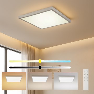 Brilagi - LED dimbare badkamerplafondlamp FRAME SMART LED/50W/230V 60x60 cm 3000-6000K IP44 zilverkleurig + afstandsbediening
