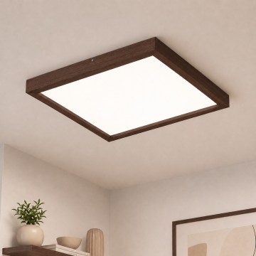 BRILAGI - LED-dimbare badkamerplafondlamp WOODY FRAME LED/50W/230V eiken/walnoot 60x60 cm 3000-6000K IP44 + afstandsbediening