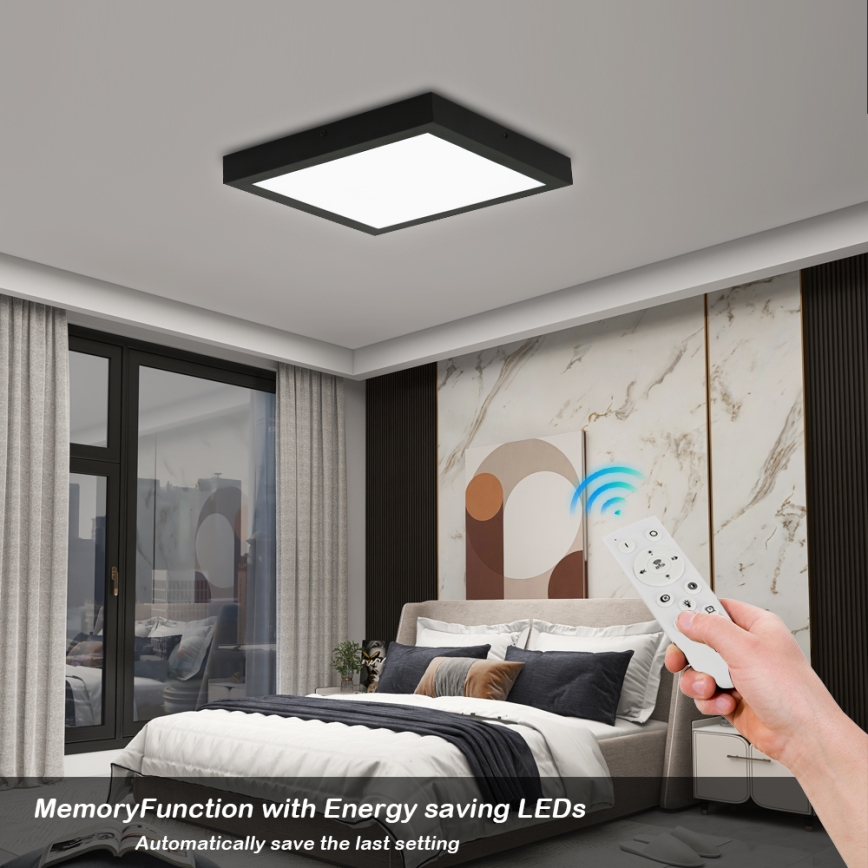 Brilagi - LED Dimbare badkamer plafondverlichting FRAME SMART LED/24W/230V 30x30 cm 3000-6000K IP44 zwart + afstandsbediening