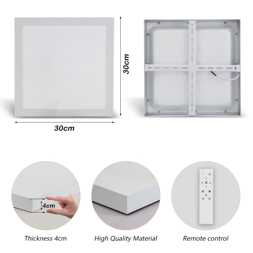 Brilagi - LED Dimbare badkamer plafondverlichting FRAME SMART LED/24W/230V 30x30 cm 3000-6000K IP44 wit + afstandsbediening