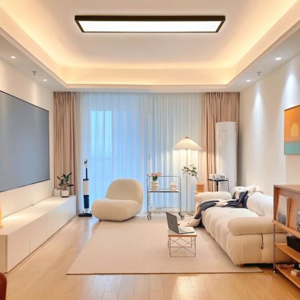 Brilagi - Dimbare Plafondlamp voor Badkamer FRAME SMART LED/50W/230V 30x120 cm 3000-6000K IP44 zwart + afstandsbediening
