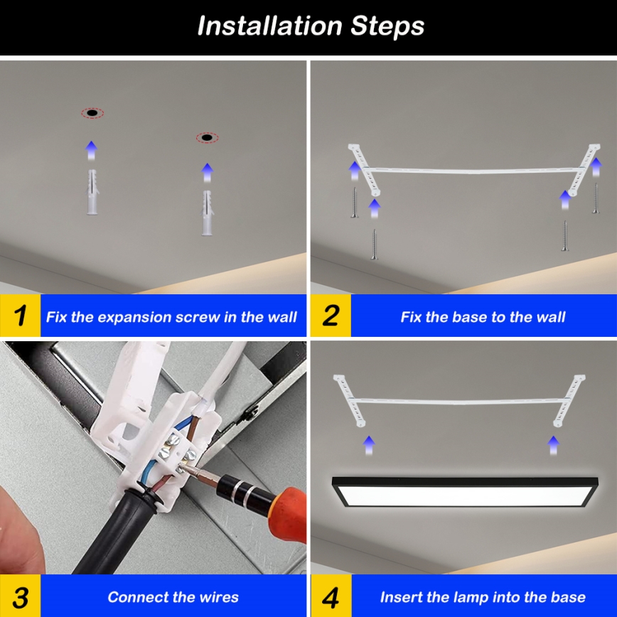 Brilagi - Dimbare Plafondlamp voor Badkamer FRAME SMART LED/50W/230V 30x120 cm 3000-6000K IP44 zwart + afstandsbediening