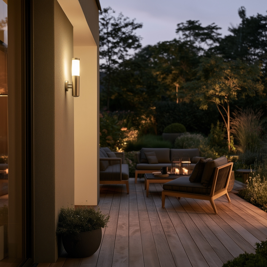 BRILAGI - dimbare LED-buitenmuurlamp ELIA 1xE27/6W/230V 2700-6500K IP44 Wi-Fi mat chroom