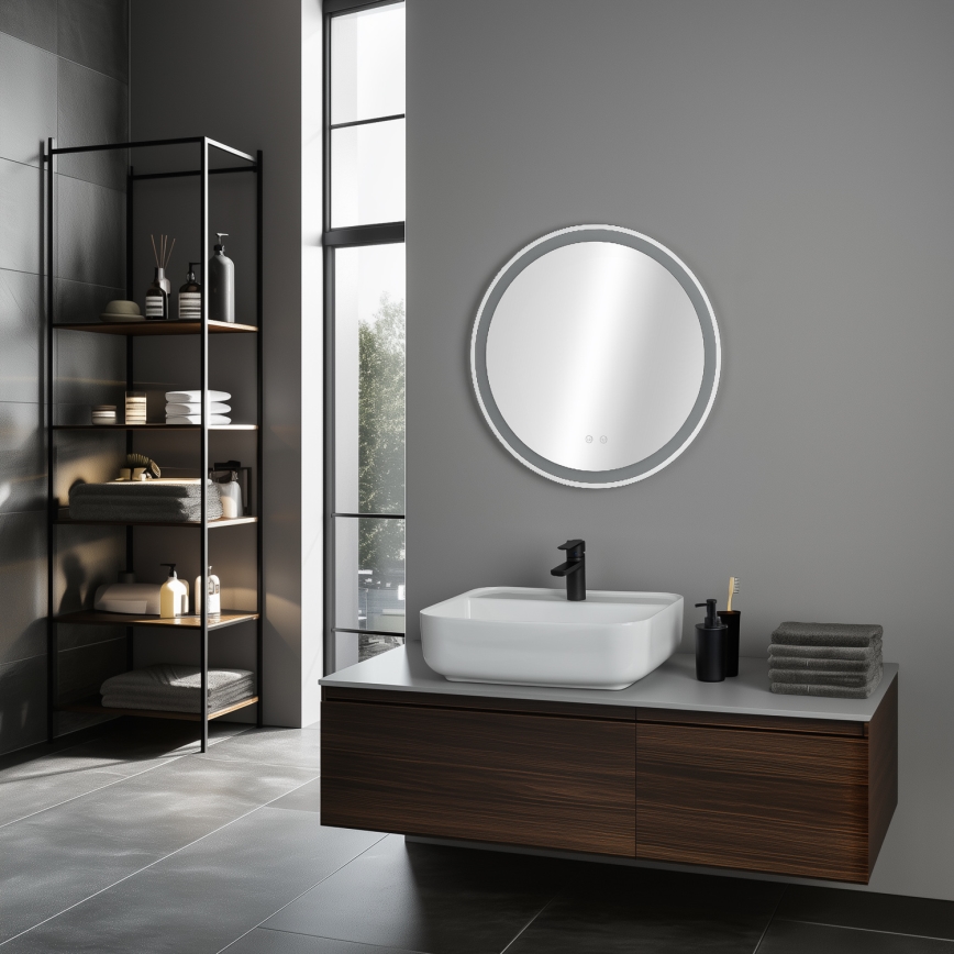 Brilagi - AVA ECO LED verwarmde badkamerspiegel, 11,5 W/230 V, Ø 60 cm, IP44, CRI 90, dimbaar + CCT