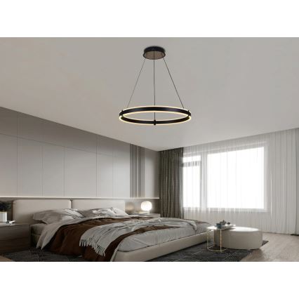 Brilagi - Dimbare LED-hanglamp aan kabel CIRCLE LED/85W/230V 3000-6500K Ø 60 cm zwart/goud + afstandsbediening