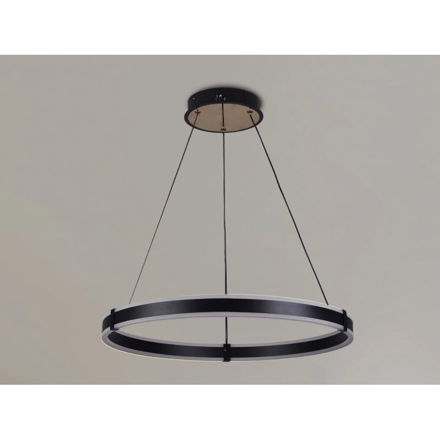 Brilagi - Dimbare LED-hanglamp aan kabel CIRCLE LED/85W/230V 3000-6500K Ø 60 cm zwart/goud + afstandsbediening