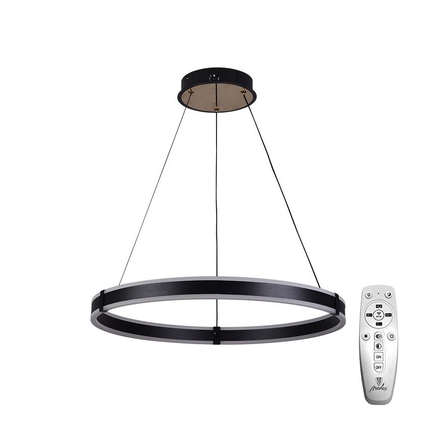 Brilagi - Dimbare LED-hanglamp aan kabel CIRCLE LED/85W/230V 3000-6500K Ø 60 cm zwart/goud + afstandsbediening