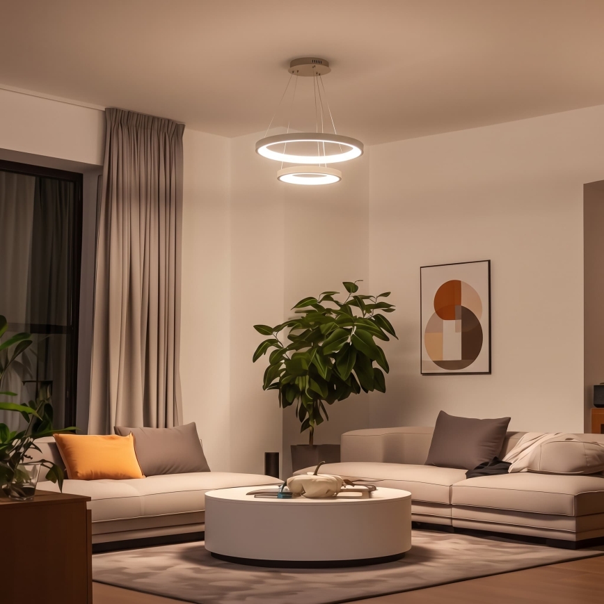BRILAGI - LED dimbare hanglamp aan kabel FALCON SLIM LED/68W/230V 3000-6500K Ø 50 cm beige + afstandsbediening