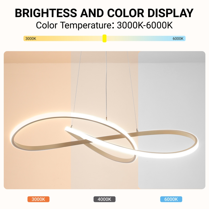 Brilagi - LED-dimbare hanglamp aan kabel INFINITY LED/80W/230V 3000-6000K 80x80 cm beige + afstandsbediening