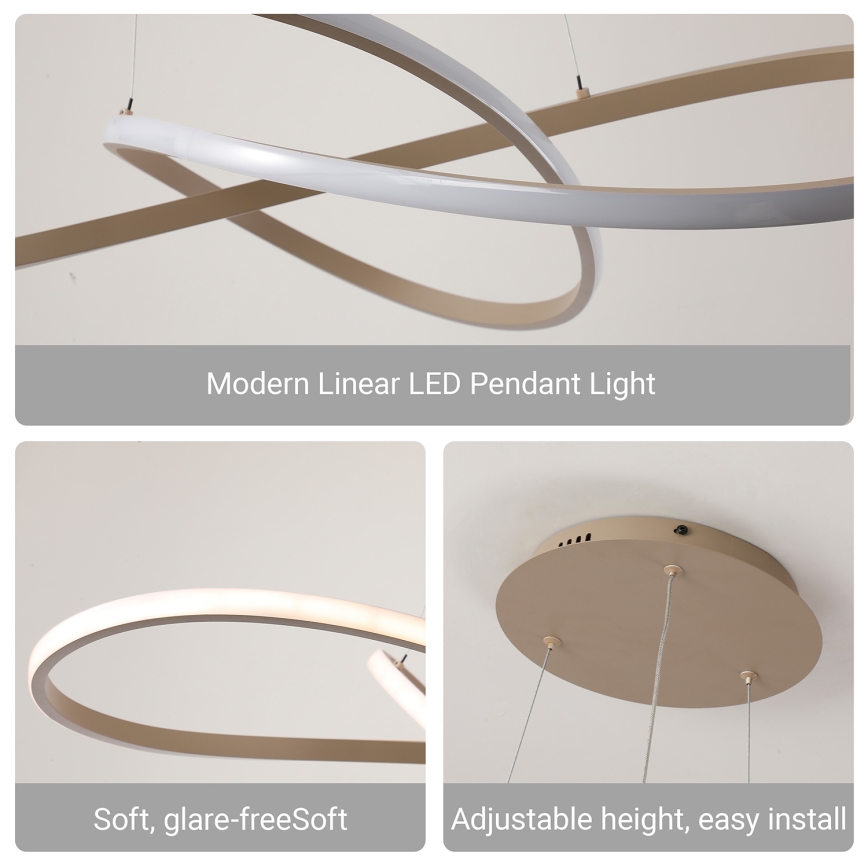 Brilagi - LED-dimbare hanglamp aan kabel INFINITY LED/80W/230V 3000-6000K 80x80 cm beige + afstandsbediening