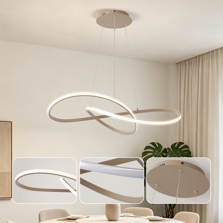 Brilagi - LED-dimbare hanglamp aan kabel INFINITY LED/80W/230V 3000-6000K 80x80 cm beige + afstandsbediening