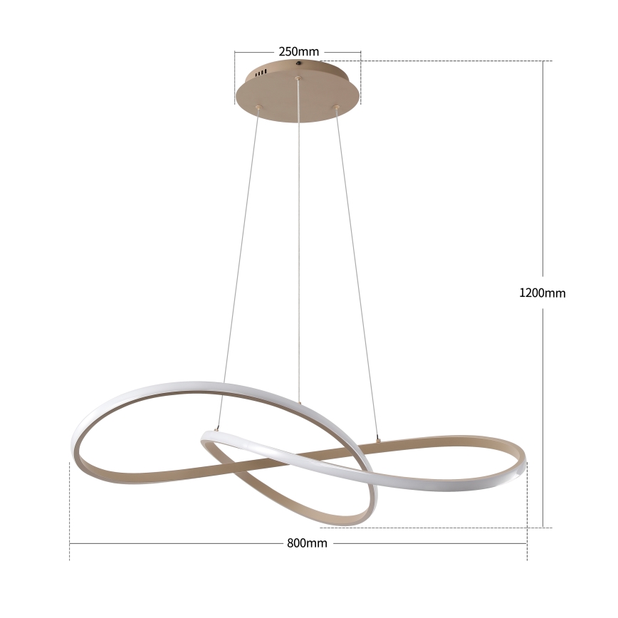Brilagi - LED-dimbare hanglamp aan kabel INFINITY LED/80W/230V 3000-6000K 80x80 cm beige + afstandsbediening