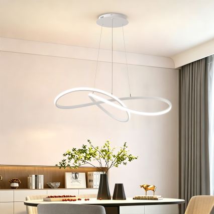 Brilagi - Dimbare LED-hanglamp met staalkabel INFINITY LED/80W/230V 3000-6000K 80x80 cm wit + afstandsbediening