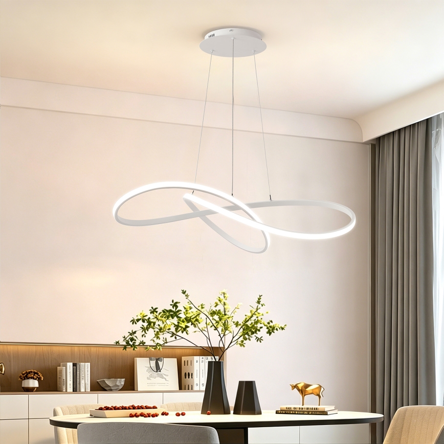 Brilagi - Dimbare LED-hanglamp met staalkabel INFINITY LED/80W/230V 3000-6000K 80x80 cm wit + afstandsbediening