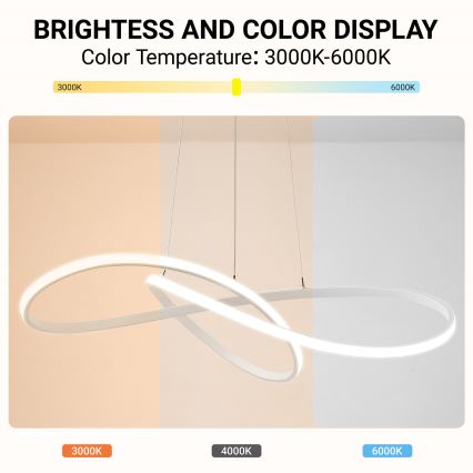 Brilagi - Dimbare LED-hanglamp met staalkabel INFINITY LED/80W/230V 3000-6000K 80x80 cm wit + afstandsbediening
