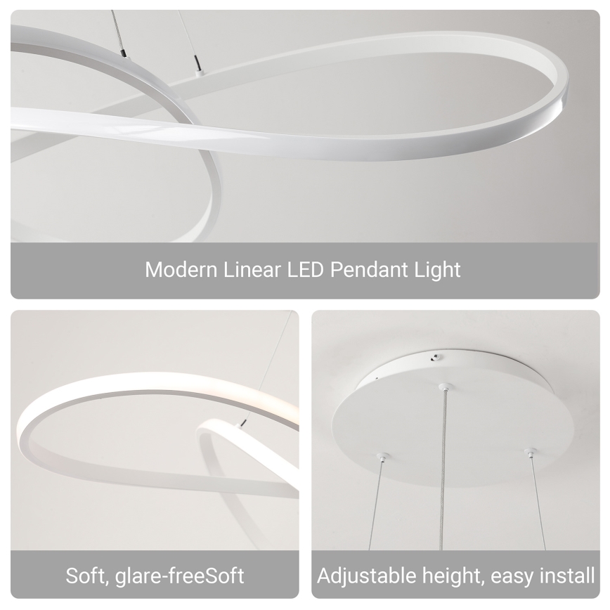 Brilagi - Dimbare LED-hanglamp met staalkabel INFINITY LED/80W/230V 3000-6000K 80x80 cm wit + afstandsbediening