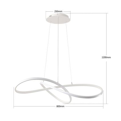 Brilagi - Dimbare LED-hanglamp met staalkabel INFINITY LED/80W/230V 3000-6000K 80x80 cm wit + afstandsbediening