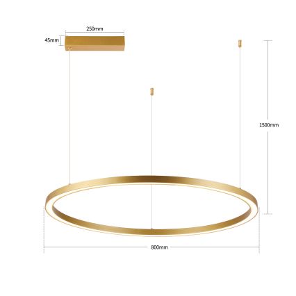 Brilagi - Dimbare LED-hanglamp met kabelophanging PORTOFINO LED/60W/230V 3000-6000K Ø 80 cm goudkleurig + afstandsbediening