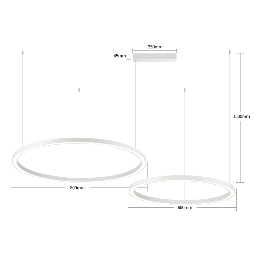 Brilagi - Dimbare LED-pendellamp met kabel PORTOFINO LED/98W/230V 3000-6000K wit + afstandsbediening